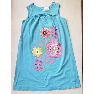 Hanna Andersson Dress Girls 140 US 10 Blue Floral Graphic Sleeveless